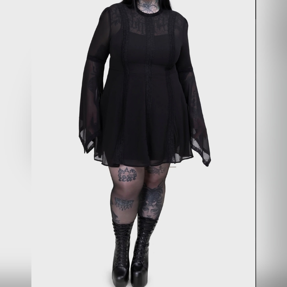 Killstar Black Gothic Long Sleeve Dress - Picture 5 of 7